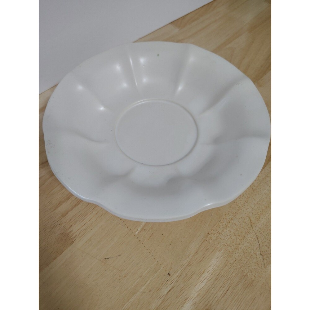Vintage McCoy White Cream Matte Scalloped & Footed Bowl 7.75"